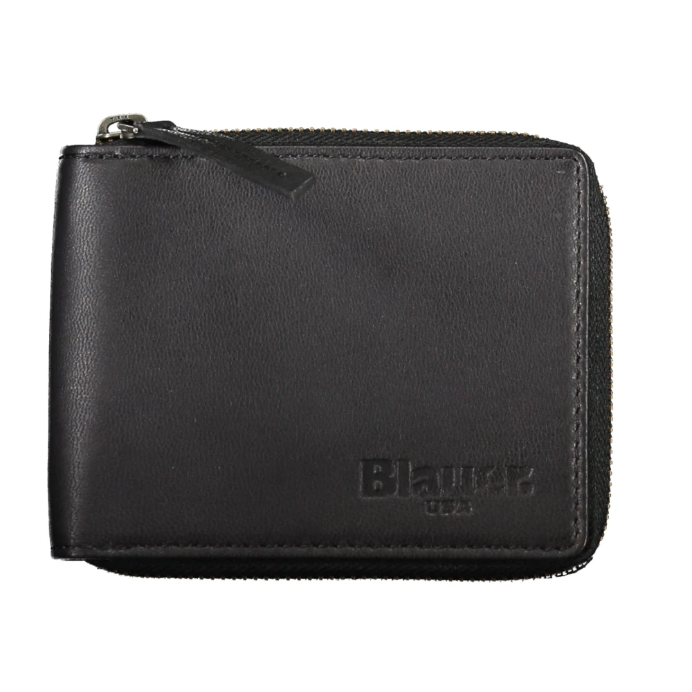 Blauer Heren Portemonnee Zwart Rond Rits Sluiting Black Heren