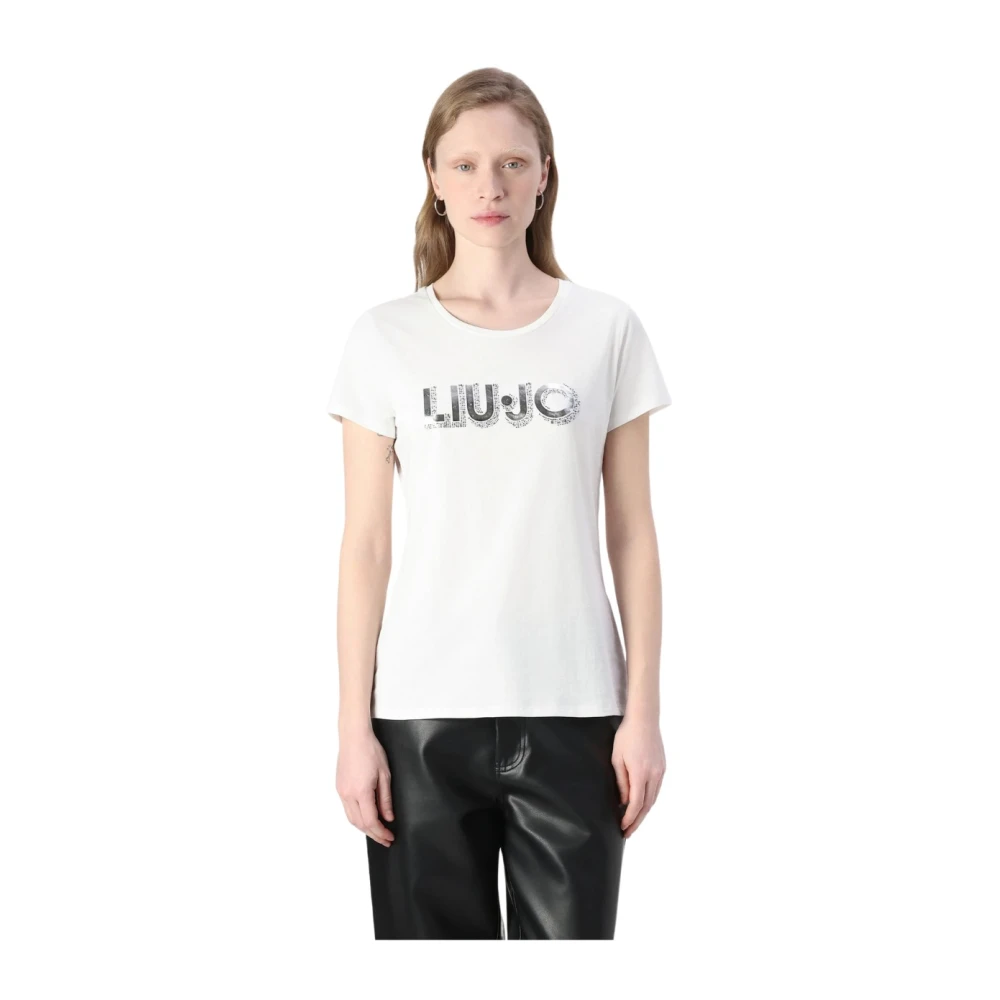 Liu Jo Zwarte Katoenen T-shirt Korte Mouw Black Dames
