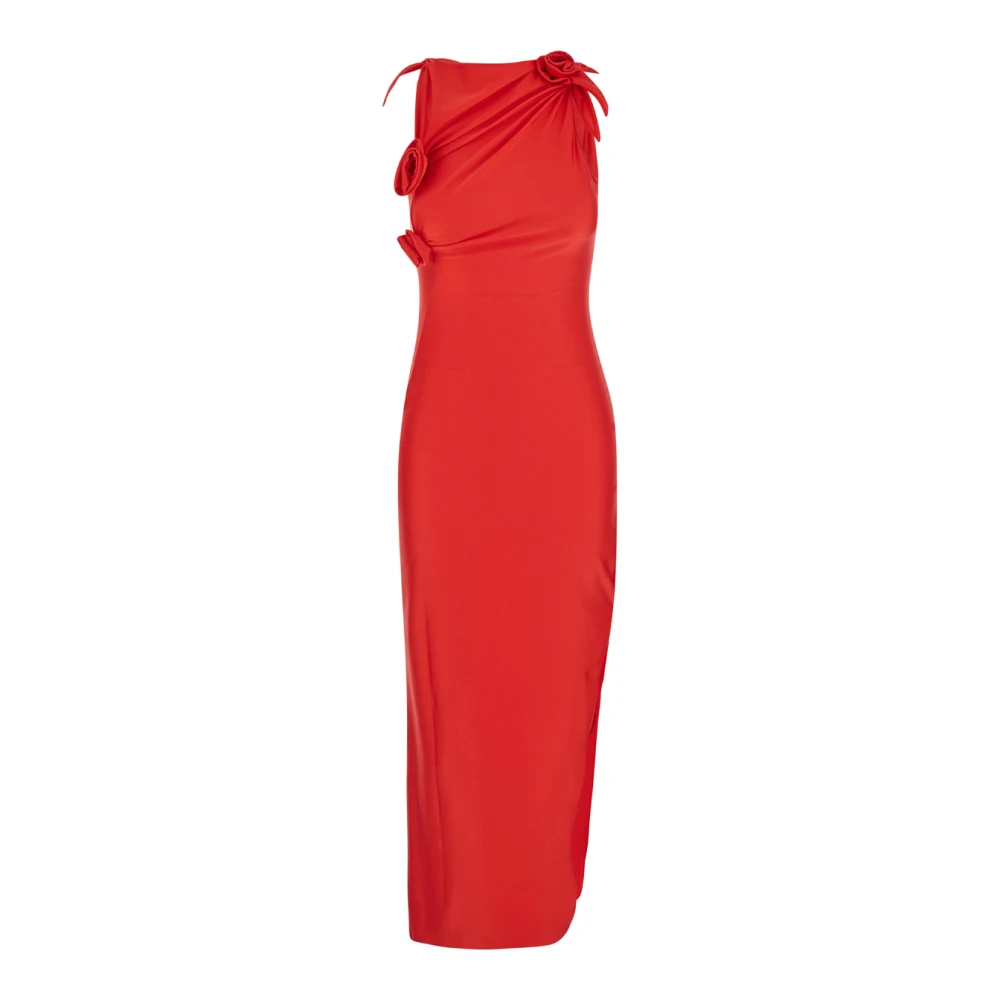 Coperni Rode Asymmetrische Bloem Jurk Red Dames