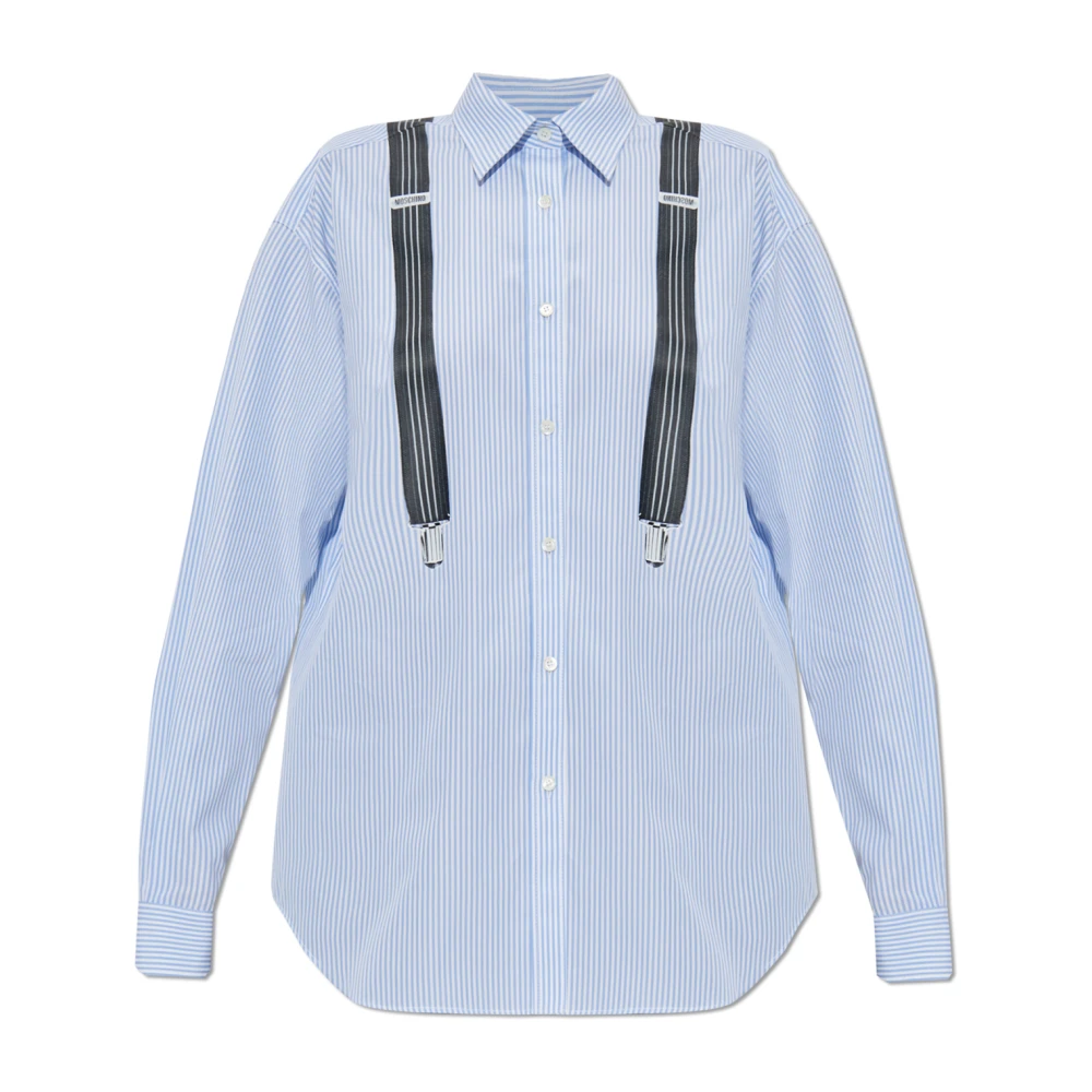 Moschino Shirt met streepmotief en print Blue Dames