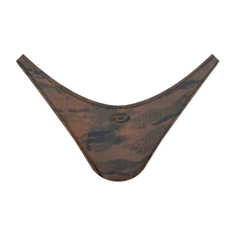Diesel Vrouw Bruin Badmode Dames, M, Leer, Onderkant Van De Bunchy Badpak