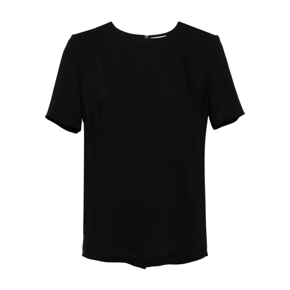 P.a.r.o.s.h. Zwarte Drop Shoulder Shirt met Sleutelgatdetail Black Dames