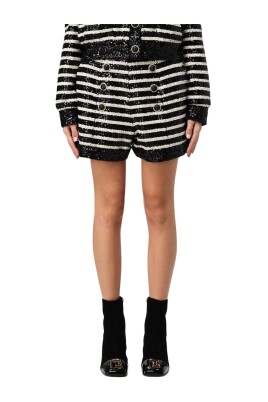 black-sequin-striped-elegant-shorts