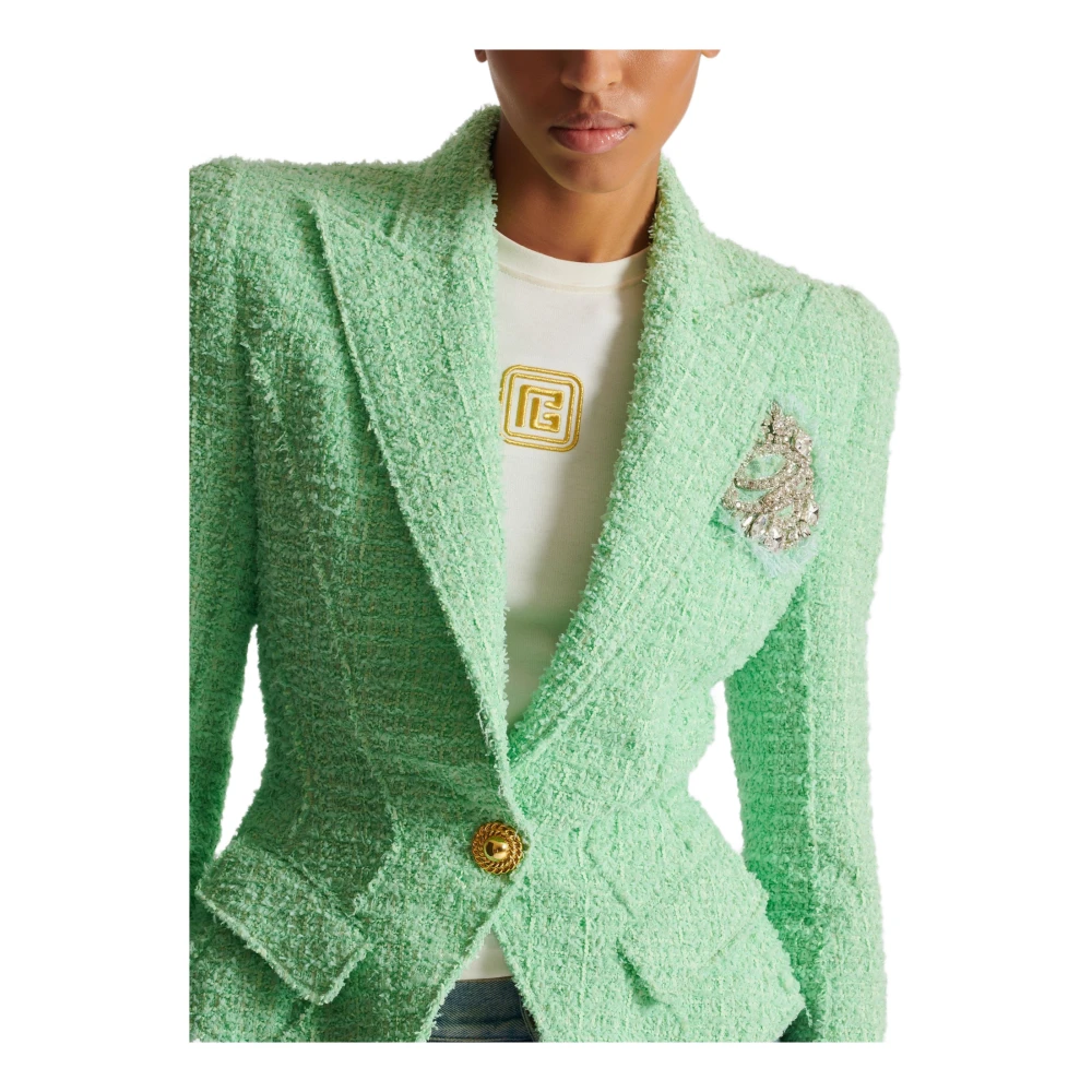Balmain Jolie Madame Tweed Jacket Green Dames