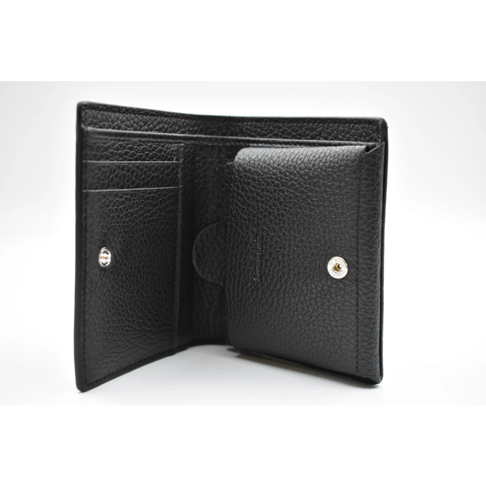 Orciani Zwarte Leren Portemonnee met Knoopsluiting Black Dames