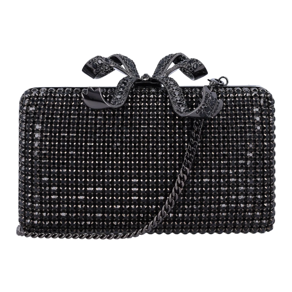 Self Portrait Zwarte Crystal Box Clutch Handtas Black Dames