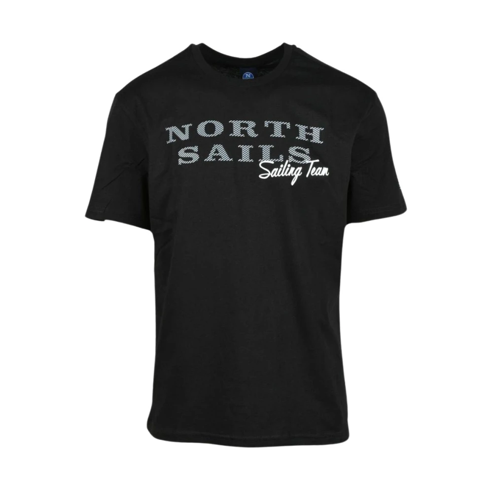 North Sails Zwart katoenen T-shirt met reliëflogo Black Heren