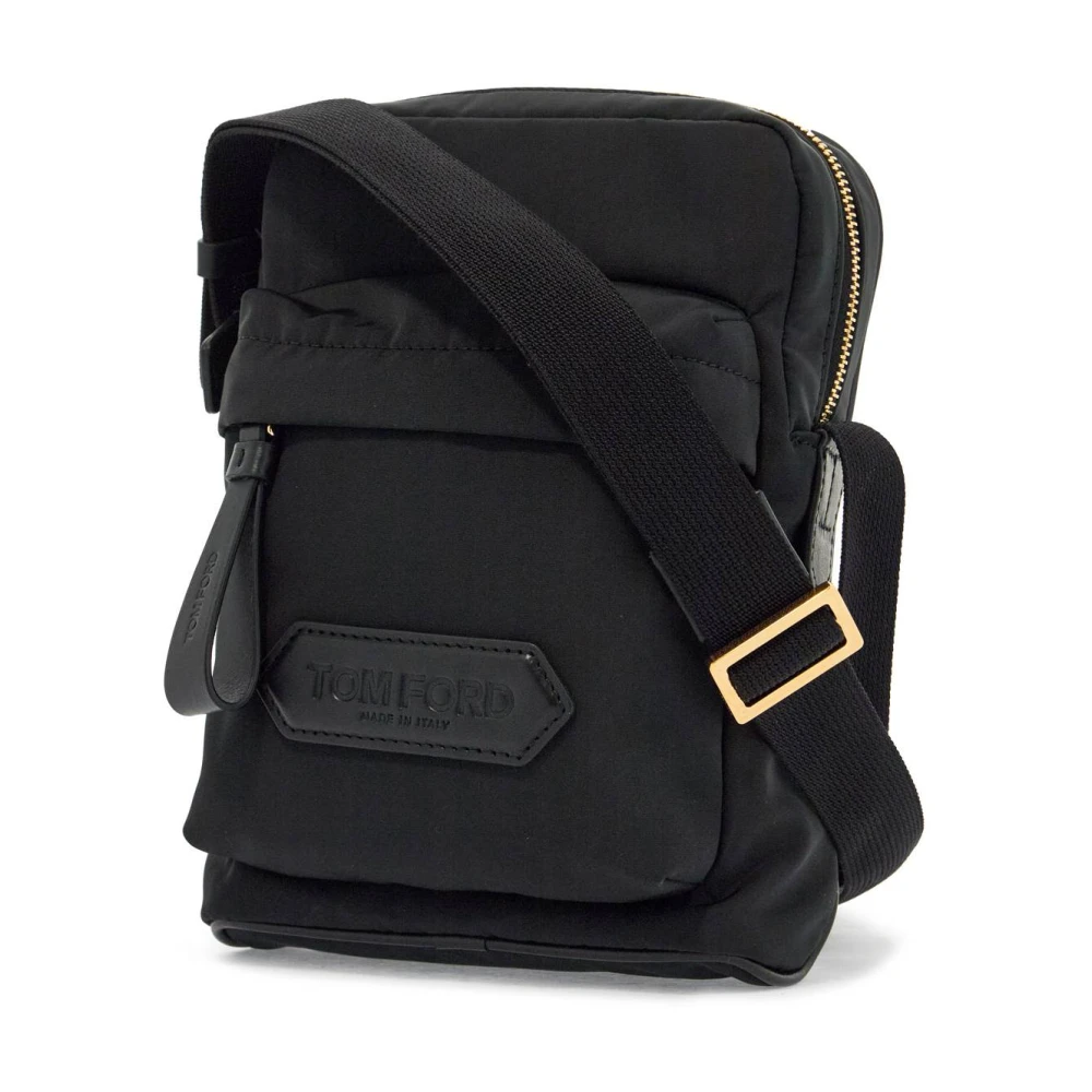 Tom Ford Elegante Leren Messenger Tas Black Heren