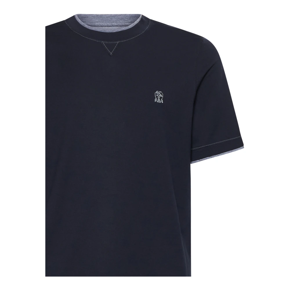 BRUNELLO CUCINELLI Blauwe T-shirts en Polos Blue Heren
