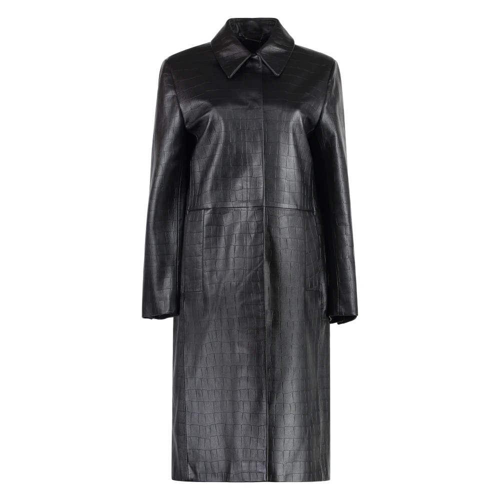 Calvin Klein Croco-print Leren Jas met Gestructureerde Schouders Black Dames