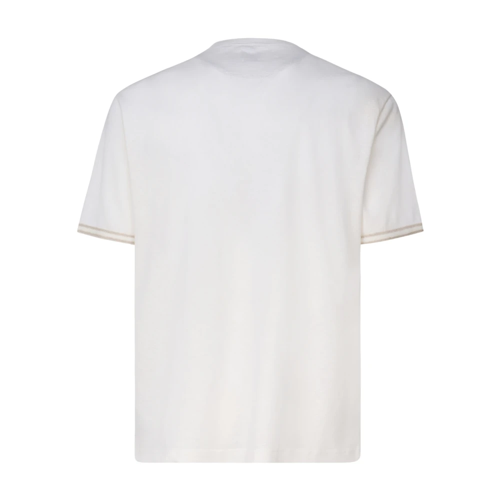 Eleventy Wit Linnen Katoenen T-shirt Ronde Kraag White Heren