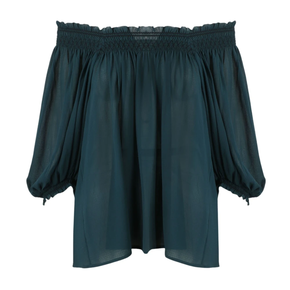 See by Chloé Zijden Flou Off-Shoulder Top Green Dames