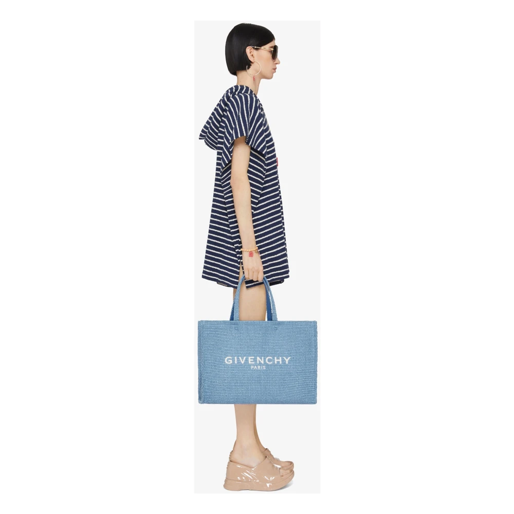 Givenchy Blauw Gestreepte Jacquard Katoenen Poncho Blue Dames
