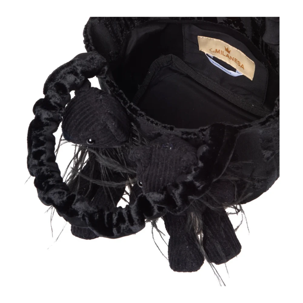 La Milanesa Zwarte stoffen en fluwelen handtas Black Dames