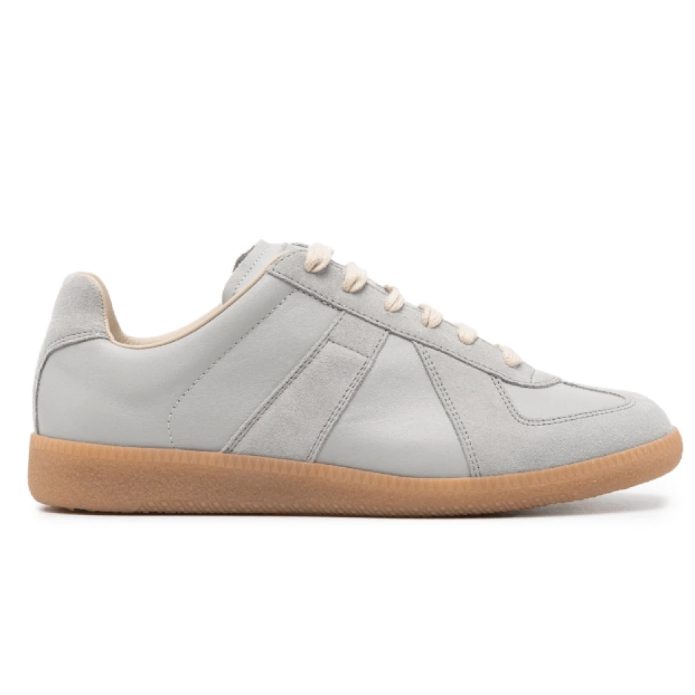 Maison Margiela -grijze leren sneakers met kenmerkend motief Dames Schoenen Grijs