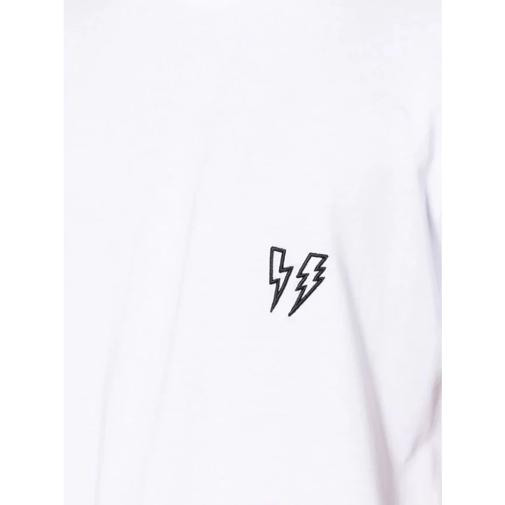 Neil Barrett Witte Thunderbolt Jersey T-shirt White Heren