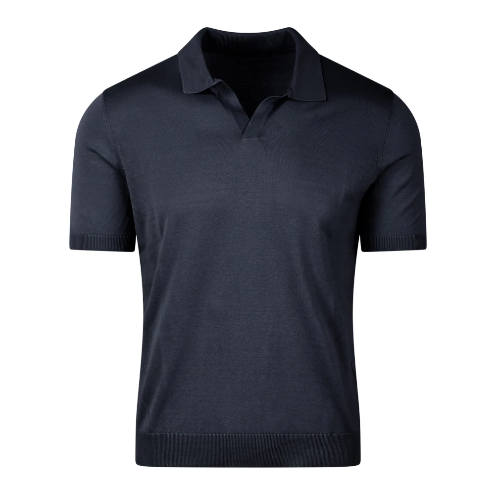 Tagliatore Zijden Gebreide Polo Shirt Ss24 Black Heren