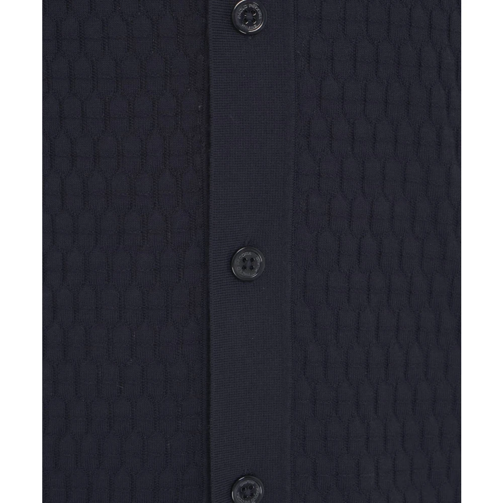 Paolo Pecora Stijlvol Blauw T-shirt met Honingraatstructuur Blue Heren