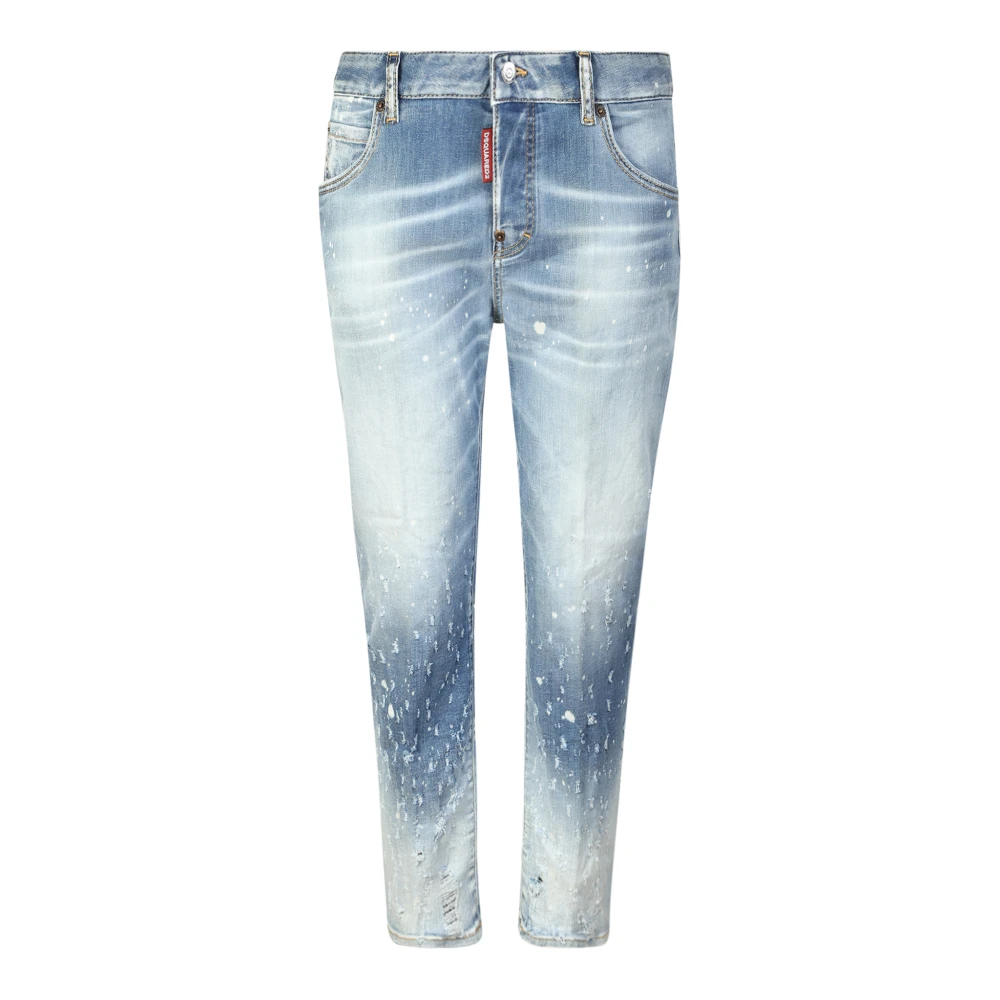 Dsquared2 Blå Distressed Skinny Läder Jeans Blue, Dam