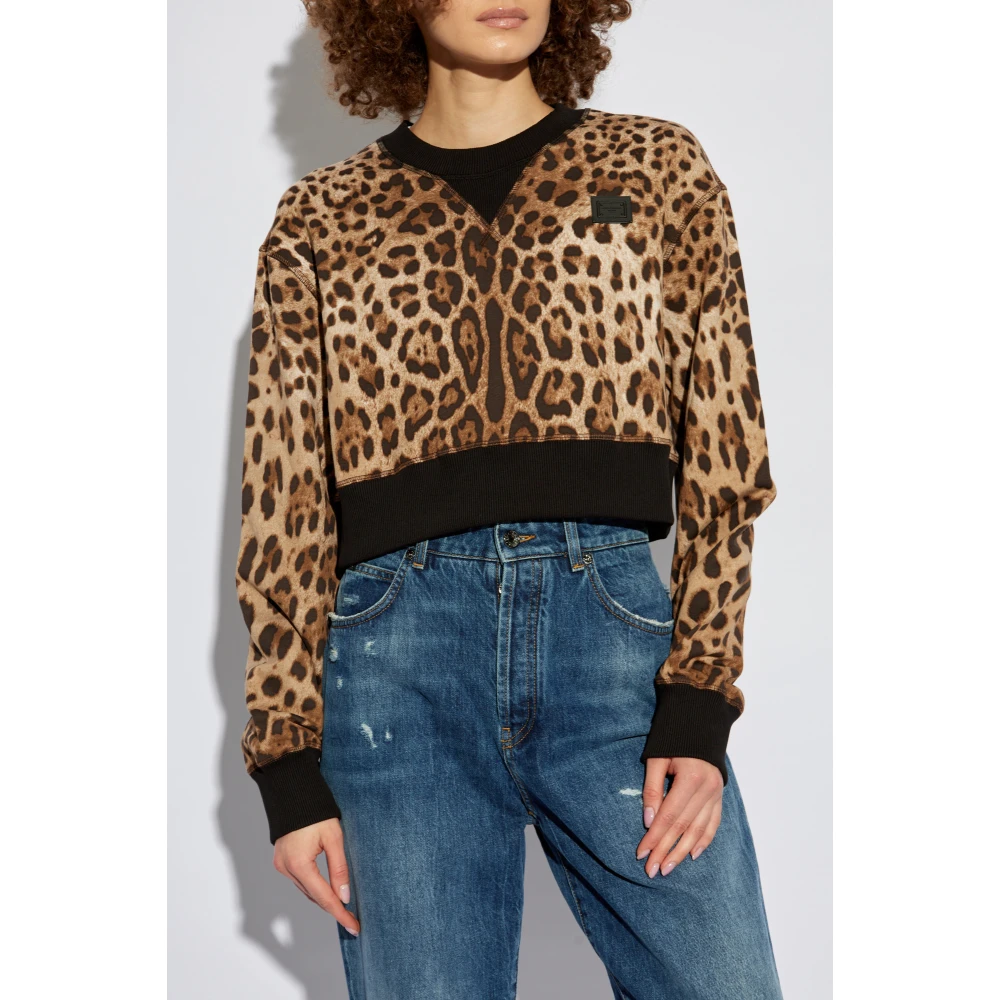 Dolce & Gabbana Sweatshirt met dierenprint Brown Dames