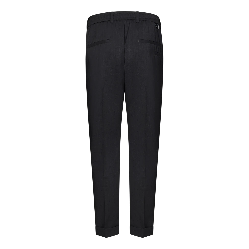 Low Brand Grijze Slim-Fit Wollen Broek Black Heren
