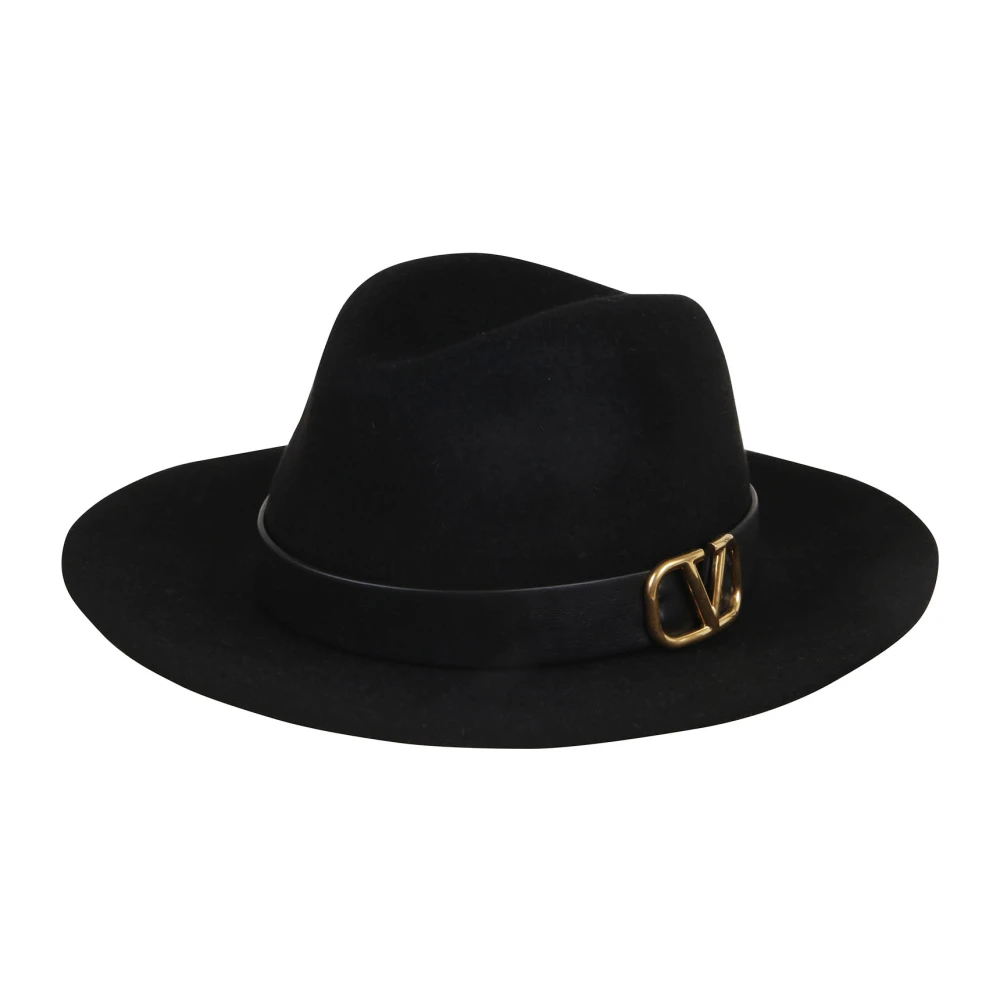 Valentino Garavani Stijlvolle Fedora Vlogo Hoed Zwart Black Dames