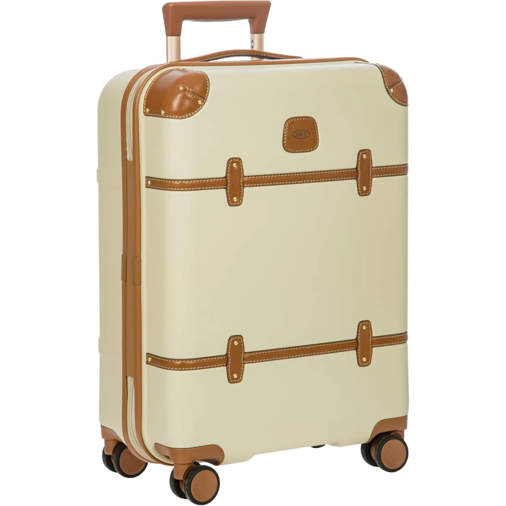 Bric's Luxe Spinner Koffer met Leren Afwerking Beige Unisex