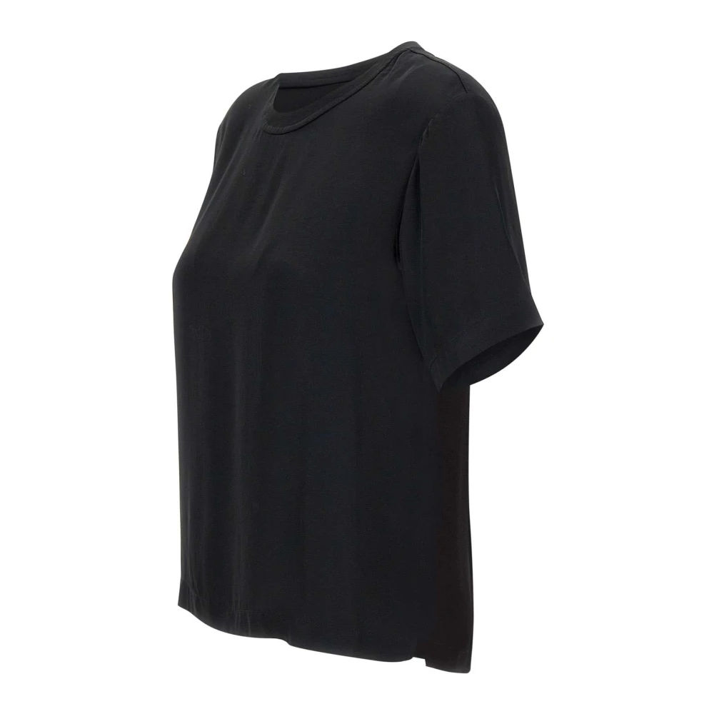 Kaos Zwarte viscose blouse met asymmetrische zoom Black Dames