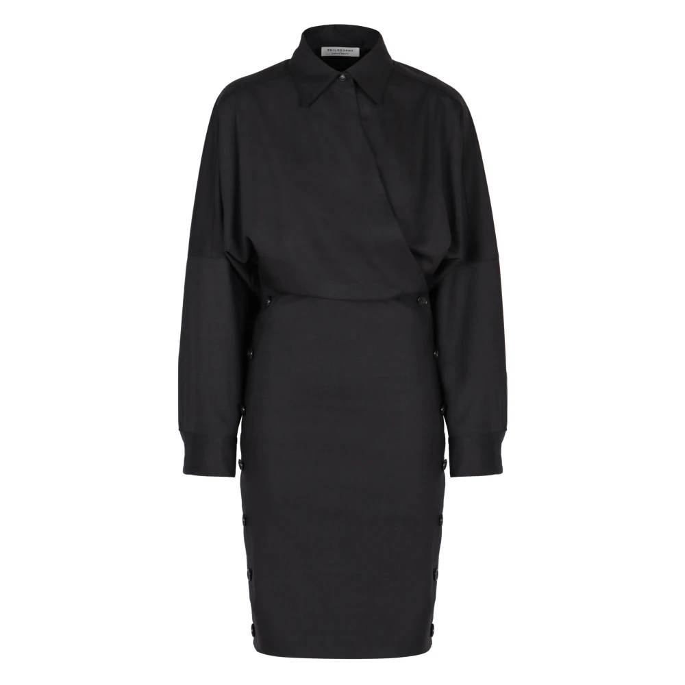 Philosophy di Lorenzo Serafini Asymmetrische Wollen Jurk Gray Dames