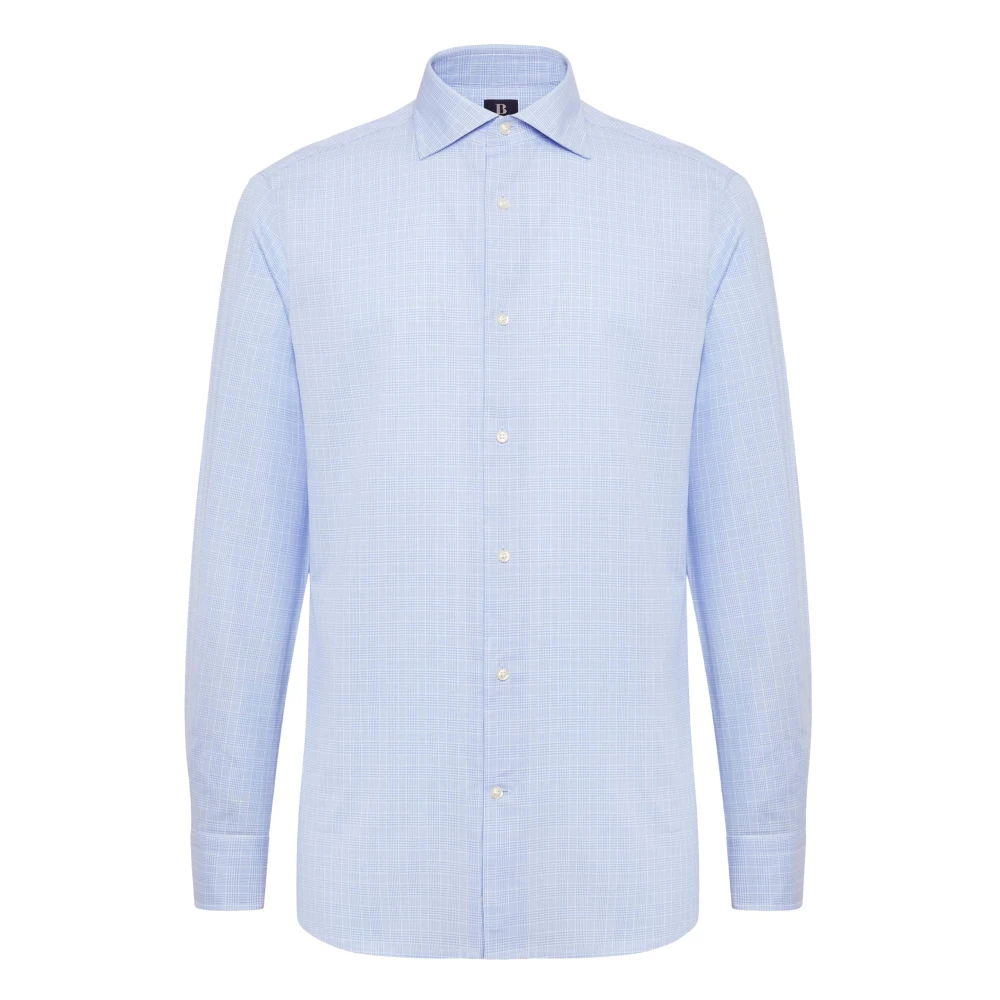 Boggi Milano Twill Windsor Kraag Overhemd Regular Fit Blue Heren