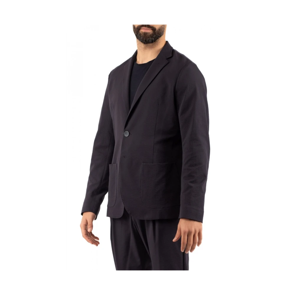 Herno Men's Blue Blazers, L, Seersucker Blazer