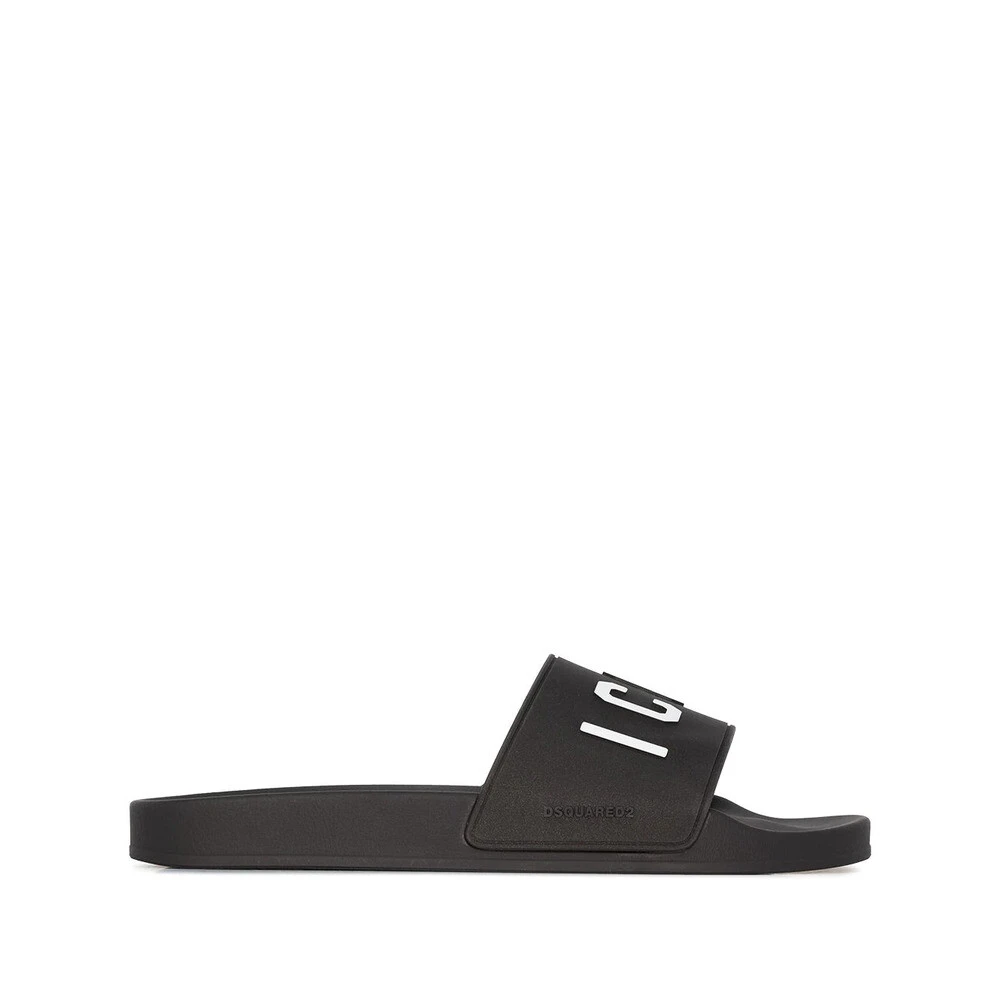 Dsquared2 Black Sliders, Male, 5 Uk, Be Icon Slides