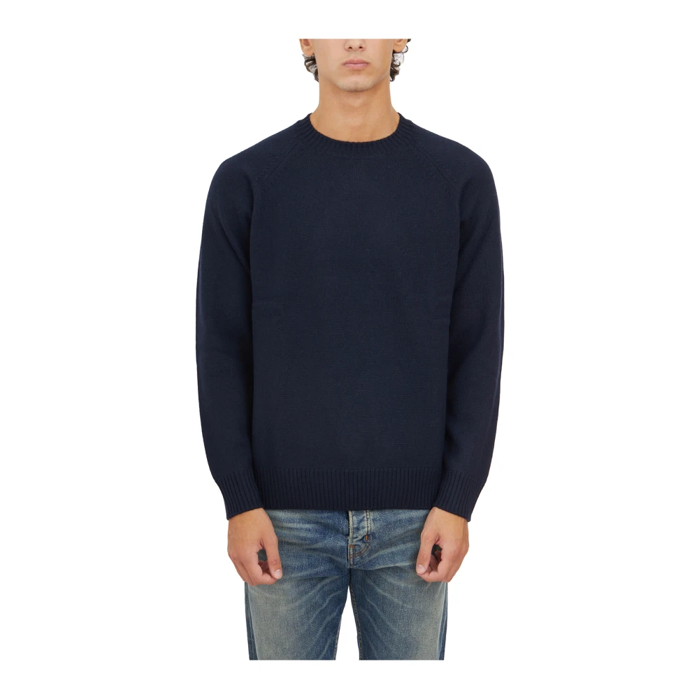 Paolo Pecora Wollen Crewneck Trui Blue Heren