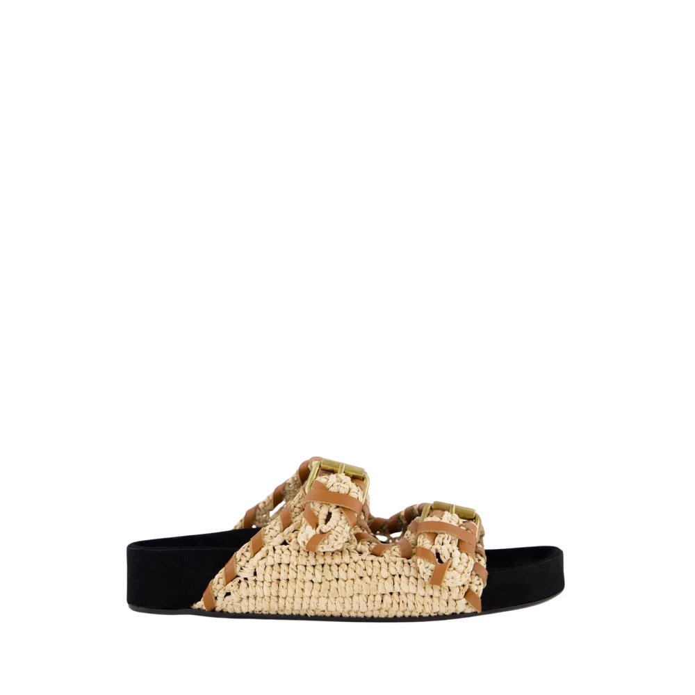 Isabel Marant Women's Beige Sliders, 4 Uk, Lennyo Stylish Fashion Trainers