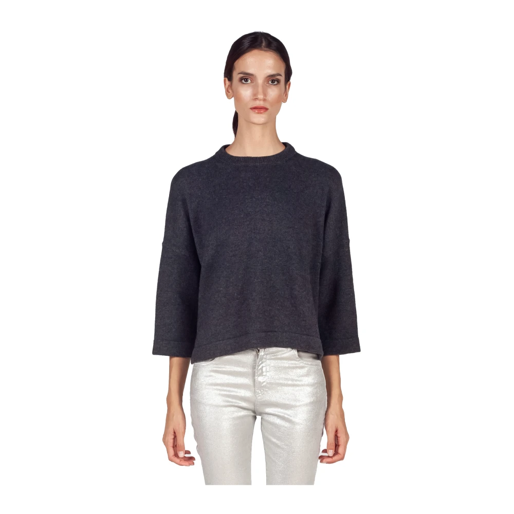 Liviana Conti Donkergrijze Boxy Gebreide Trui Gray Dames