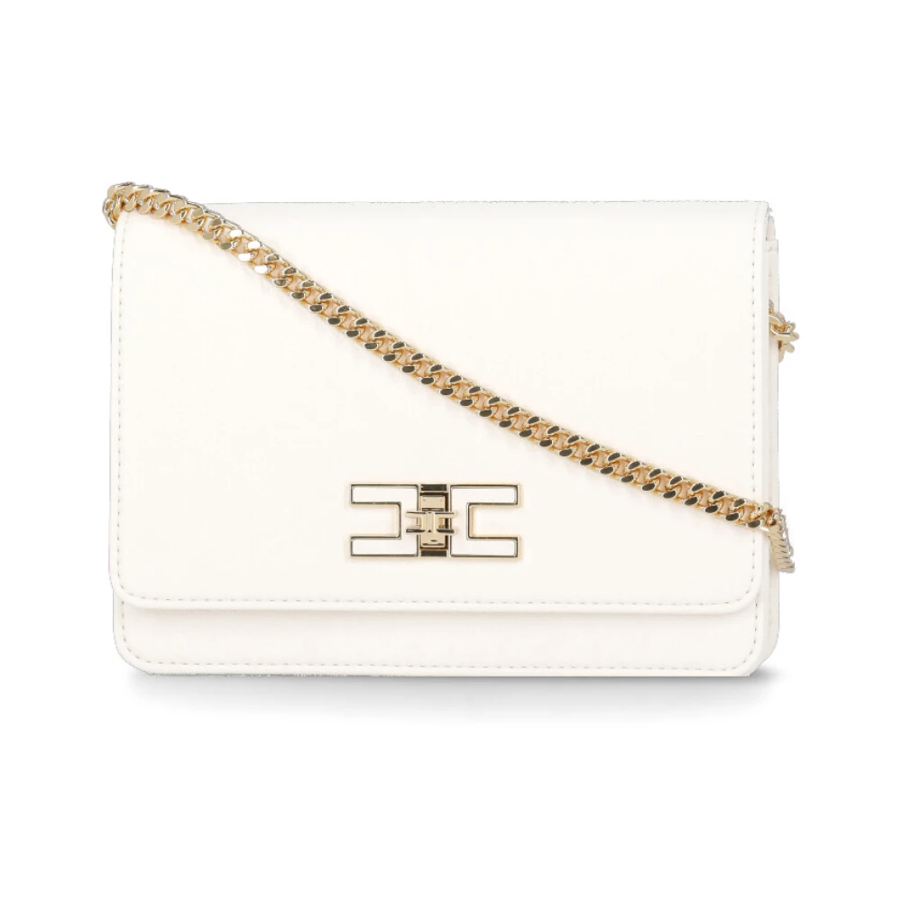 Elisabetta Franchi Ivoor Ketting Schouder Pochette Tas Beige Dames