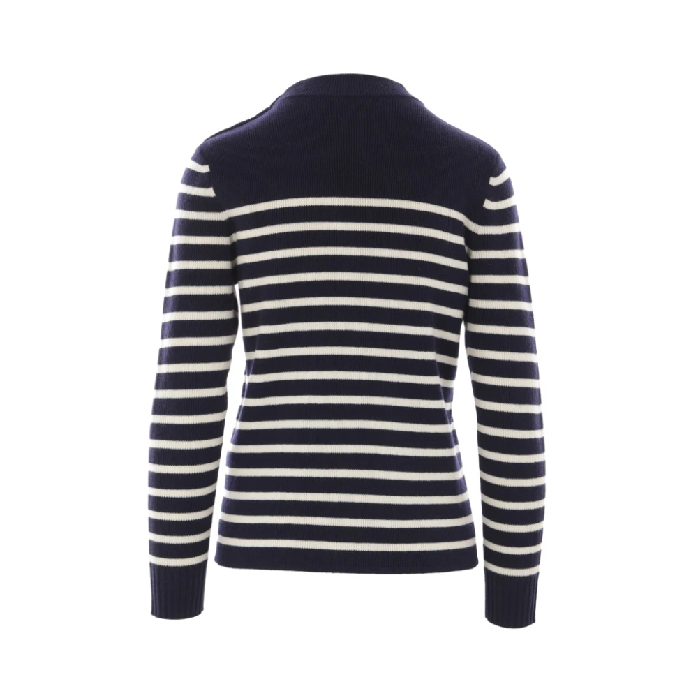 Chloé Gestreepte Wol Kasjmier Pullover Sweater Blue Dames
