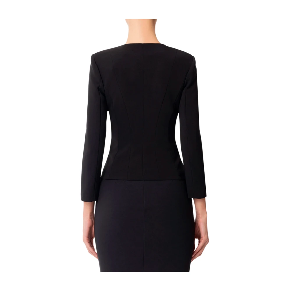Elisabetta Franchi Double-Breasted Stretch Crepe Jacket Black Dames