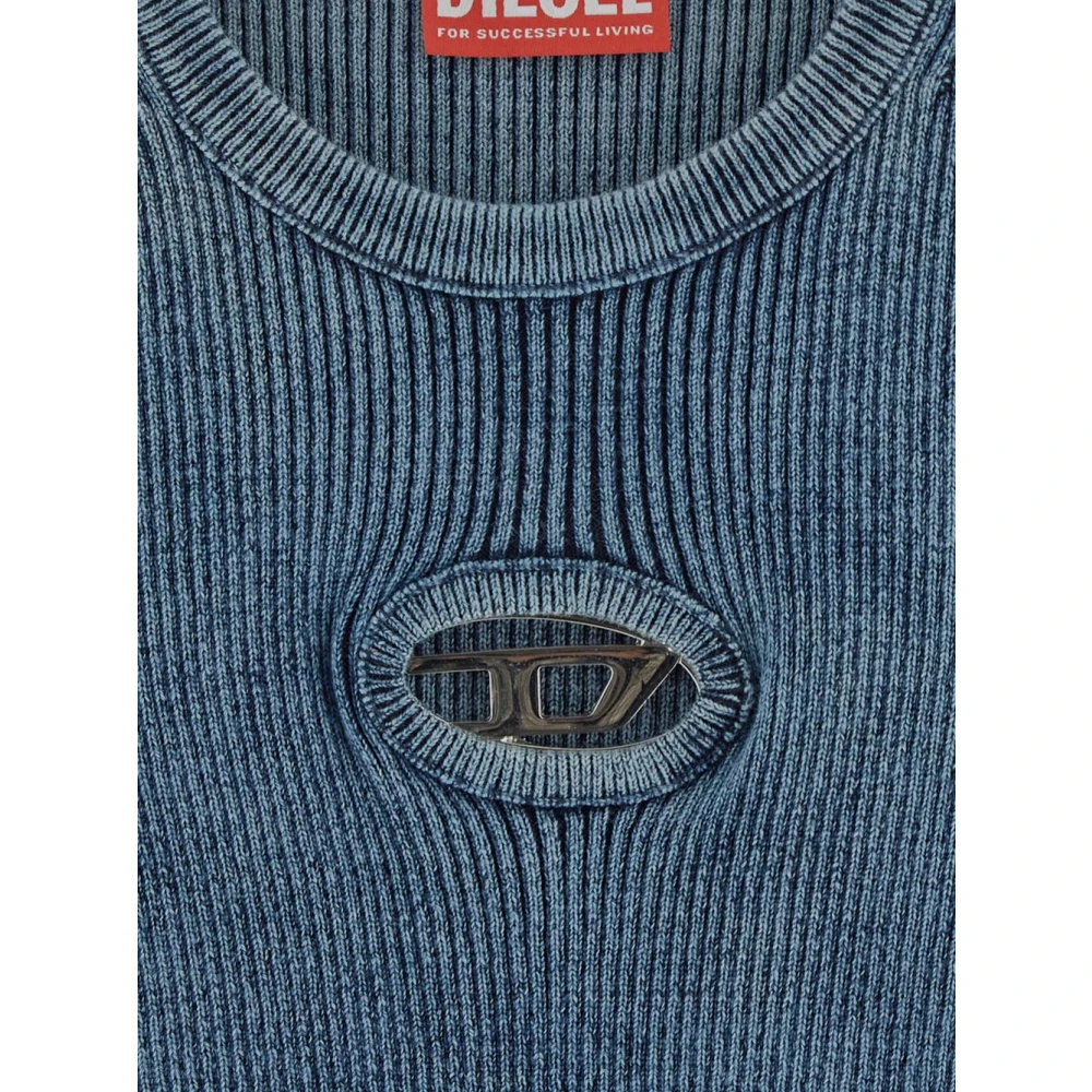 Diesel Katoenen Logo Top Blue Dames
