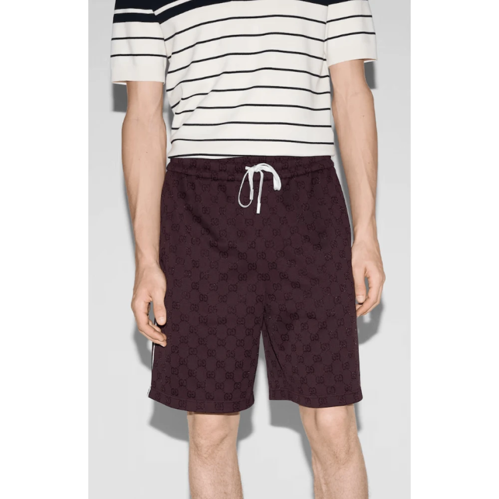 Gucci Rode Jacquard Shorts met Trekkoord Tailleband Red Heren