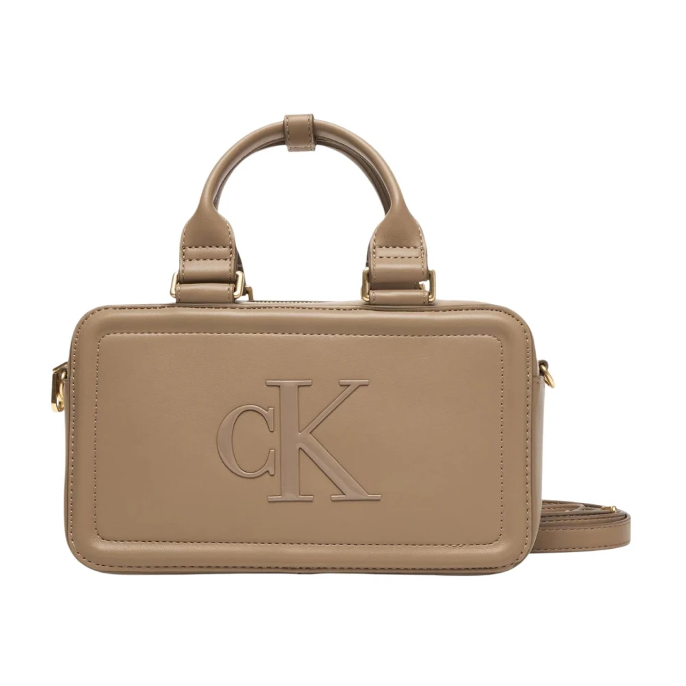 Calvin Klein Women's Beige Bold Ck Bauletto Crossbody
