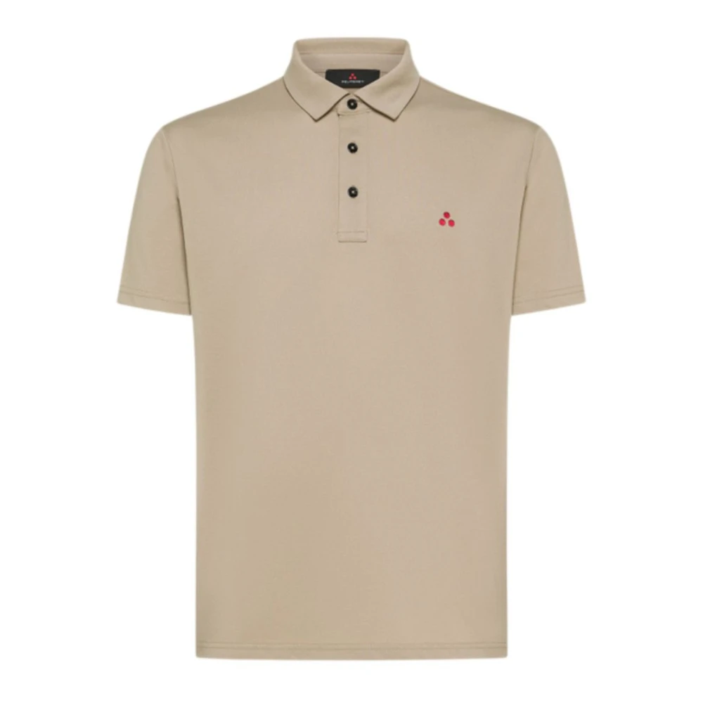Peuterey Men's Brown Polo Shirts, S, Beige Tricot Polo With Logo Detail
