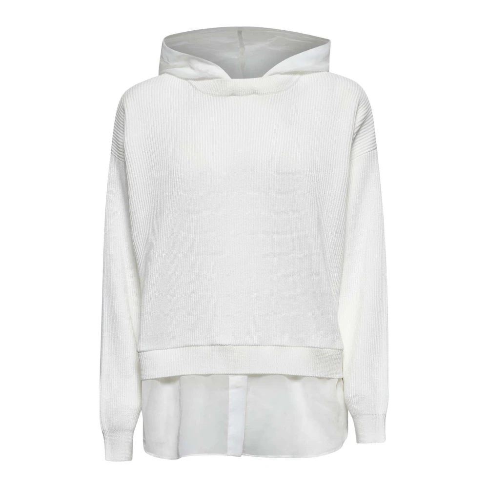 BRUNELLO CUCINELLI Elegante Gebreide Trui met Afneembare Capuchon Beige Dames