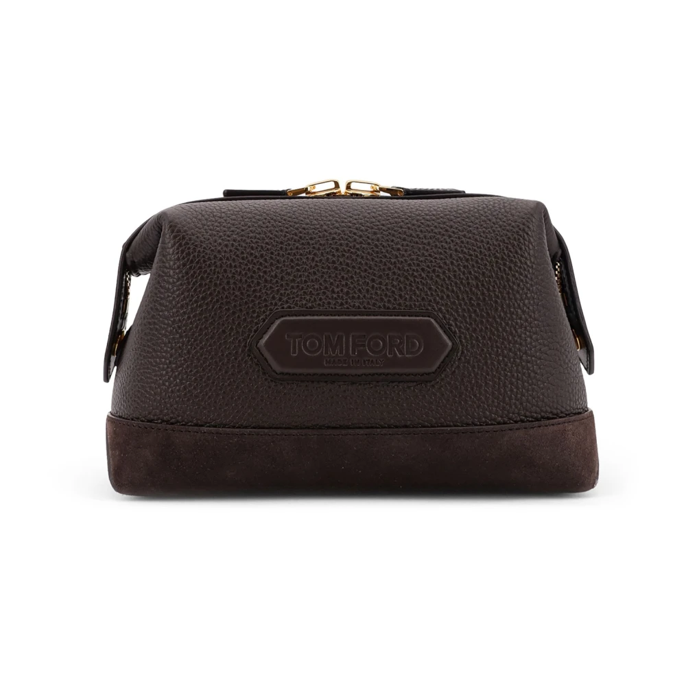 Tom Ford Men's Brown Leather Zip Closure Bag