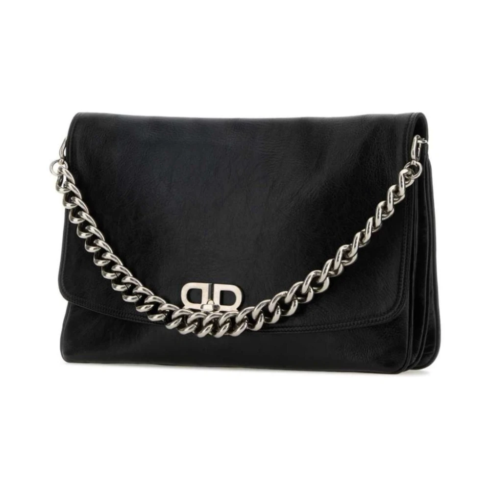 Balenciaga Zwarte leren ketting schoudertas Black Dames