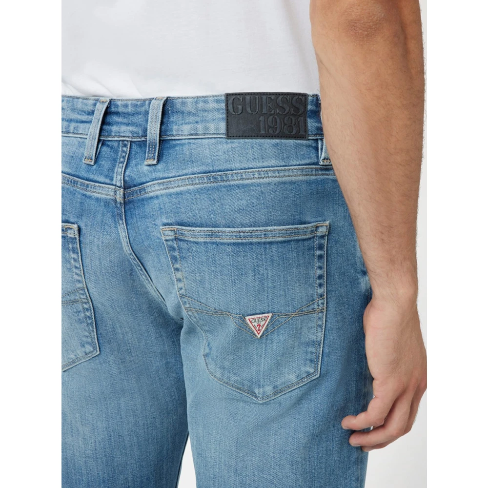 Guess Slim-Fit Jeans met Lage Taille Blue Heren