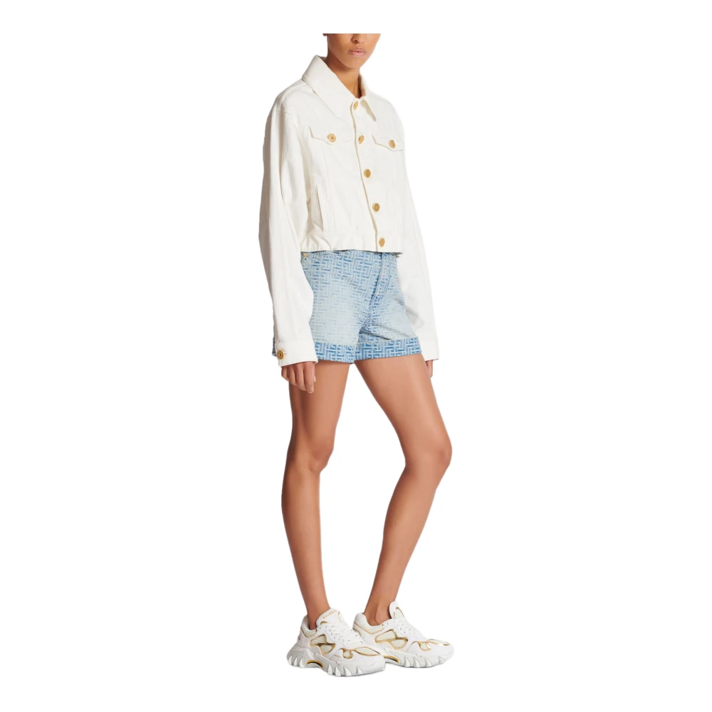 Balmain Korte geknoopte jas White Dames