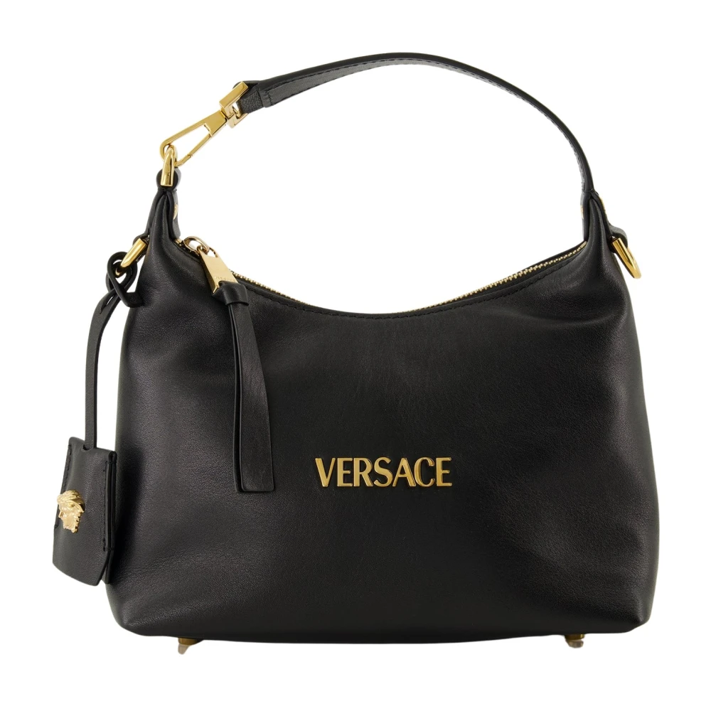 Versace Zwarte leren Hobo tas met Medusa metalen details Black Dames