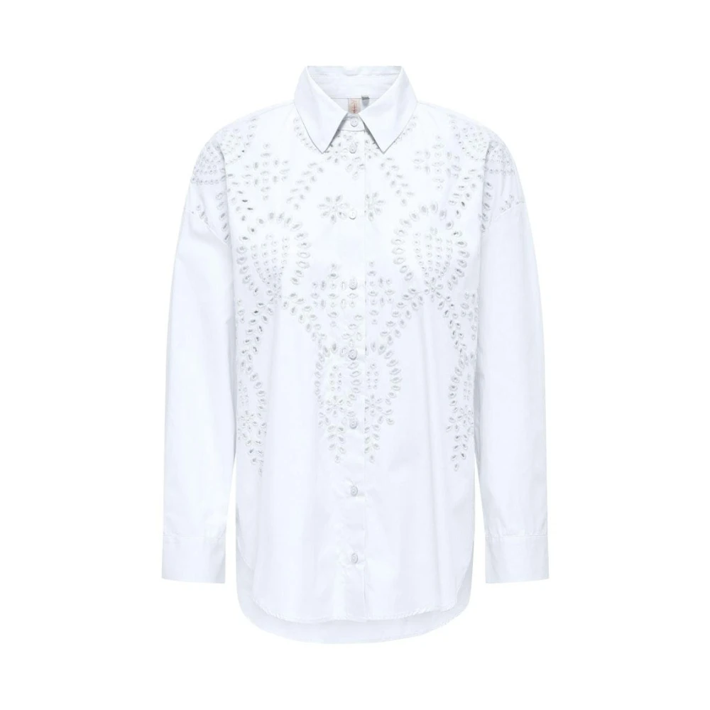 Only Witte Shirt met Engels Broderie Detail White Dames