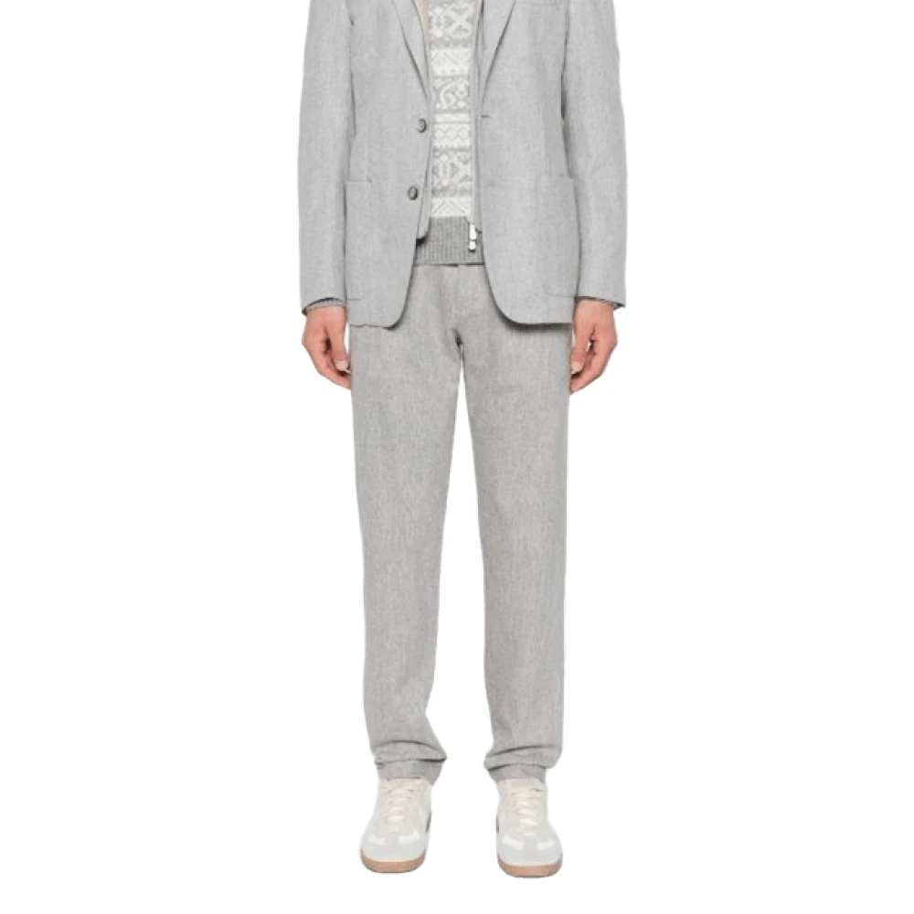 Eleventy Plooi-detail wollen broek Gray Heren